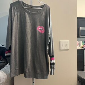 Torrid Gray Sweatshirt with Pink Lips Design